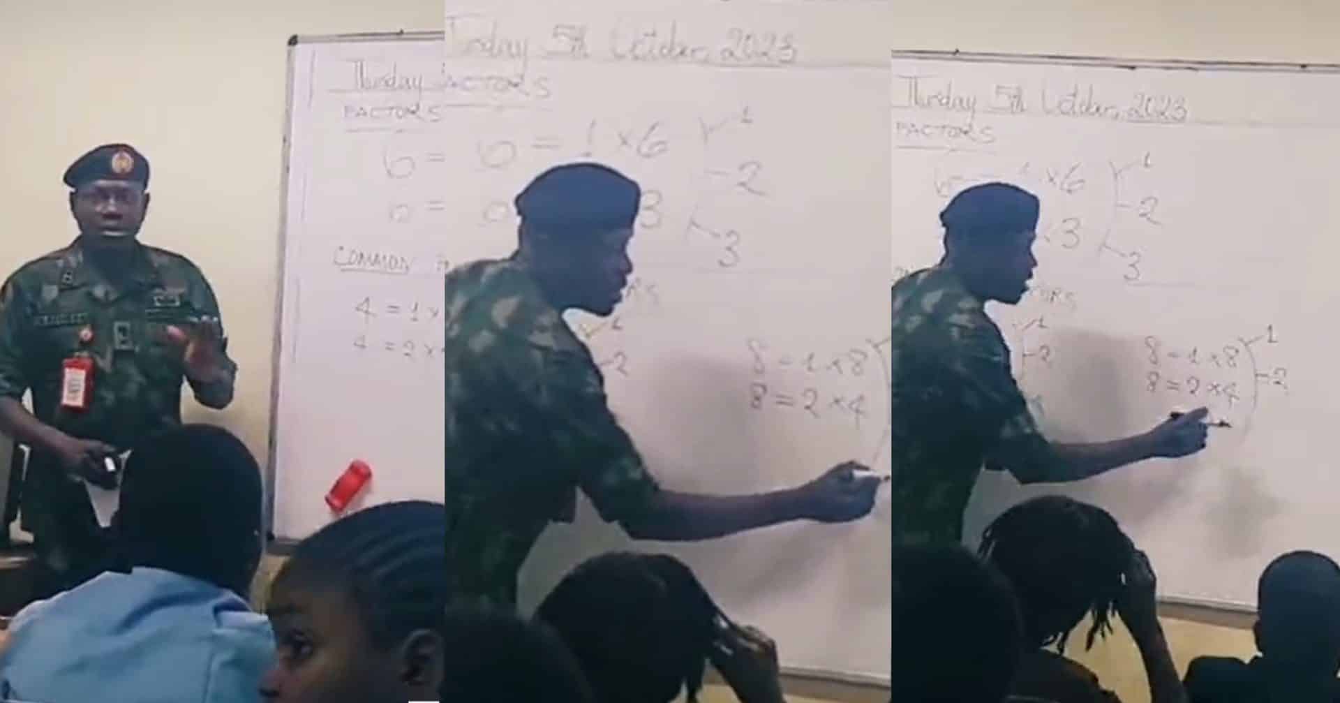 Military man teaching