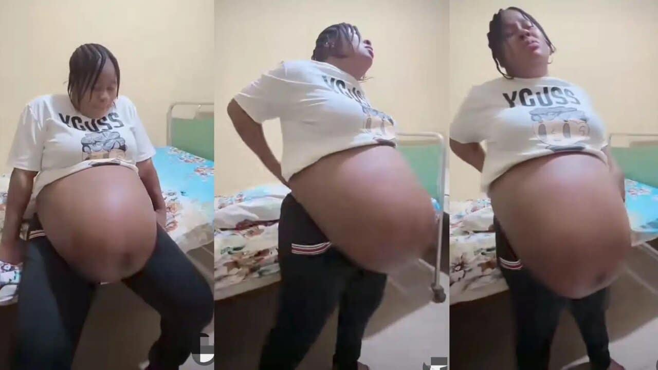 Unusual size of pregnant womans baby bump causes stir Video