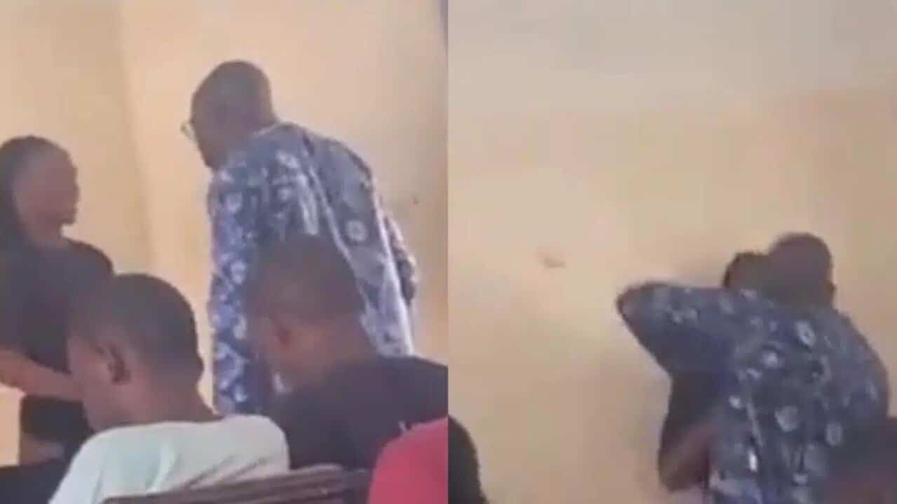 Lecturer beats and slaps female student for refusing to switch off her phone in his class Video