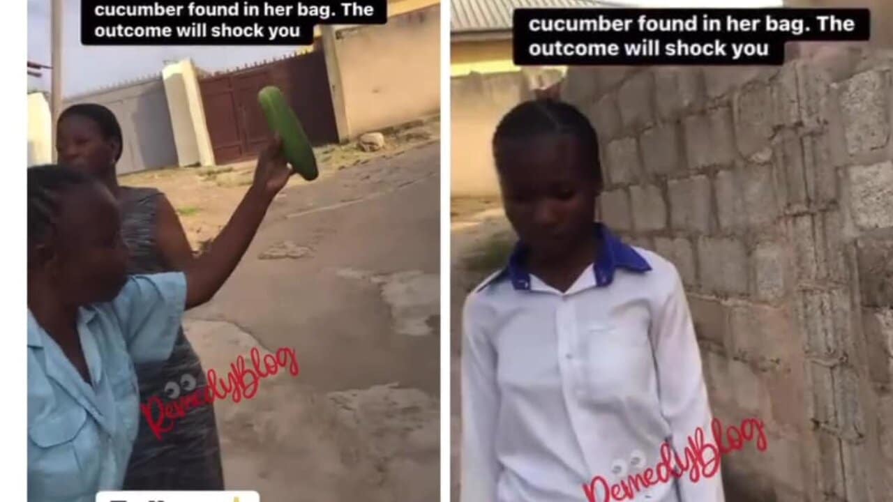 Mother cries and laments after finding a huge cucumber inside her daughters bag Video