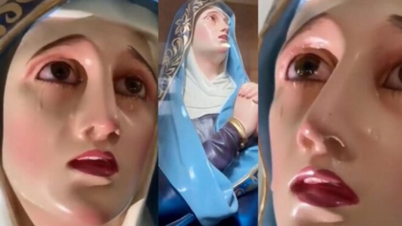 Wonders Statue of Virgin Mary is captured crying with its eyes turning red 2