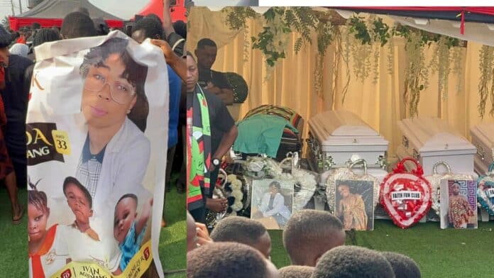 VIDEO Tears flow as nurse who burnt alongside her three kids gets buried 696x392 1